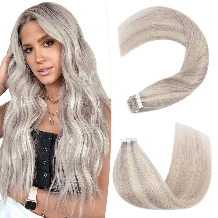 Extensii tape in Balayage #19/Silver Extensii tape in Balayage #19/Silver